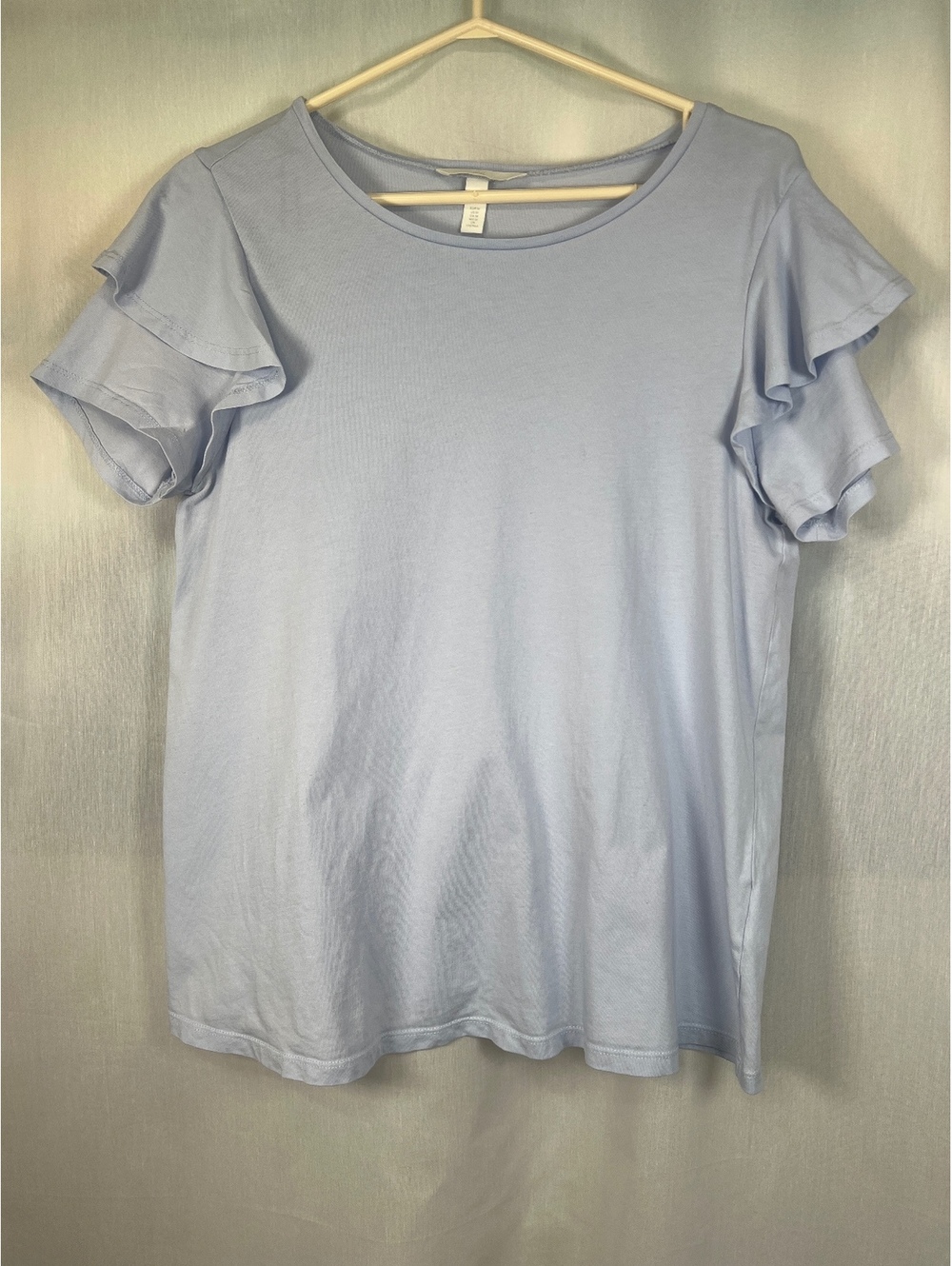 H&M Light Blue Ruffle Sleeve Shirt Women's Medium